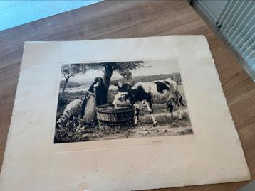 Julien DUPRE 19e-eeuwse antieke print beschikbaar voor biedingen