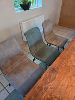 6 eetkamerstoelen van kunstleer en metalen onderstel., Huis en Inrichting, Stoelen, Ophalen, Gebruikt, Metaal, Grijs