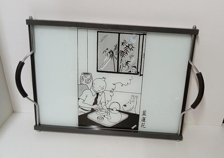 Plateau vintage - Objet de collection Tintin - Le Lotus bleu, Collections, Collections complètes & Collections, Enlèvement ou Envoi