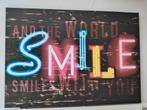 Druk op canvas, neon look, SMILE and the world smiles with u, Ophalen