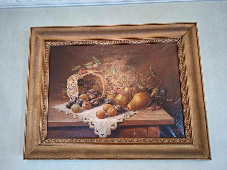 Olieverfschilderij fruitmand, Antiek en Kunst, Kunst | Schilderijen | Abstract, Ophalen