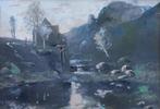 Adrien-Joseph Heymans (1839-1921): Watermolen in de winter, Antiek en Kunst, Ophalen of Verzenden