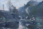 Adrien-Joseph Heymans (1839-1921): Watermolen in de winter, Antiek en Kunst, Kunst | Schilderijen | Klassiek, Ophalen of Verzenden