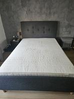 IKEA Idanas 140cm donkergrijs bed + matras + topmatras, Huis en Inrichting, Ophalen, Tweepersoons, 140 cm, Zo goed als nieuw