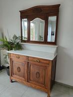 Armoire ancienne avec plateau en marbre et miroir, Antiquités & Art, Enlèvement