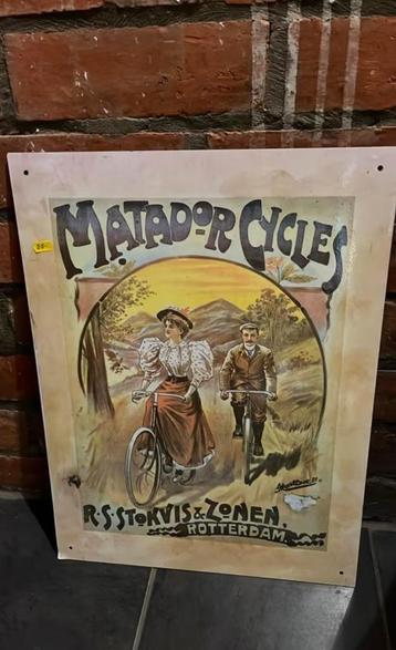Vintage Blikken bord matador cycles 60x40 cm, Verzamelen, Ophalen, Gebruikt