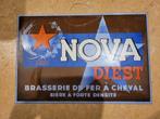 bierreclame NOVA DIEST hoefijzerbrouwerij 1935, Verzamelen, Ophalen of Verzenden, Gebruikt, Reclamebord