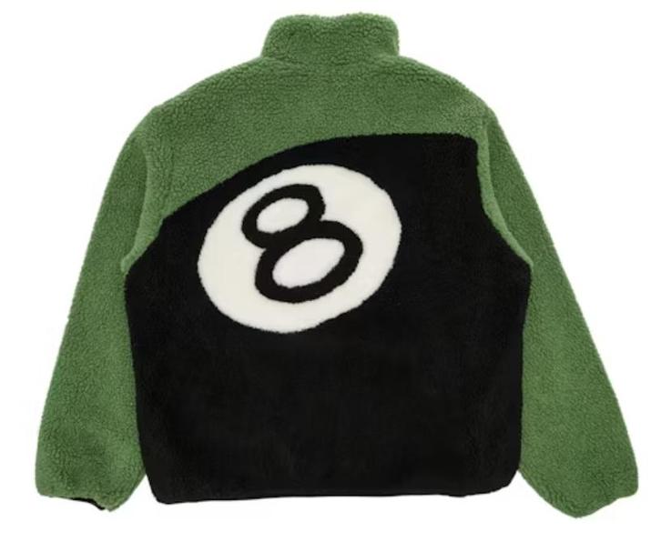Stussy 8 Ball Sherpa Reversible Jacket, Kleding | Heren, Jassen | Winter, Zo goed als nieuw, Maat 56/58 (XL), Groen, Ophalen of Verzenden