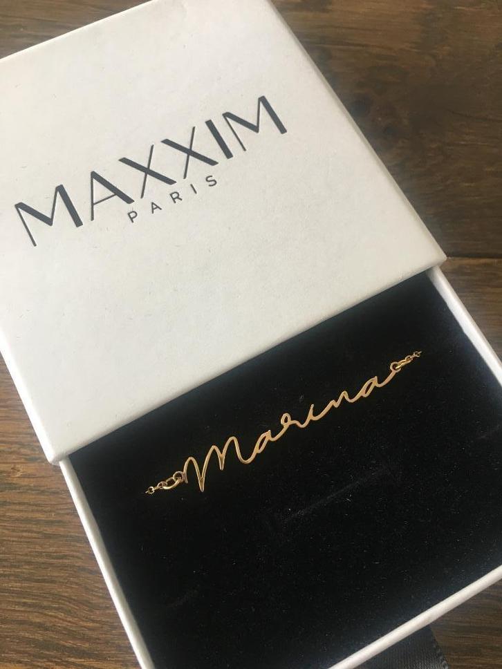 Naamkettinkje verguld “ MARINA “, Handtassen en Accessoires, Kettingen, Nieuw, Zilver, Goud, Verstelbaar, Ophalen of Verzenden