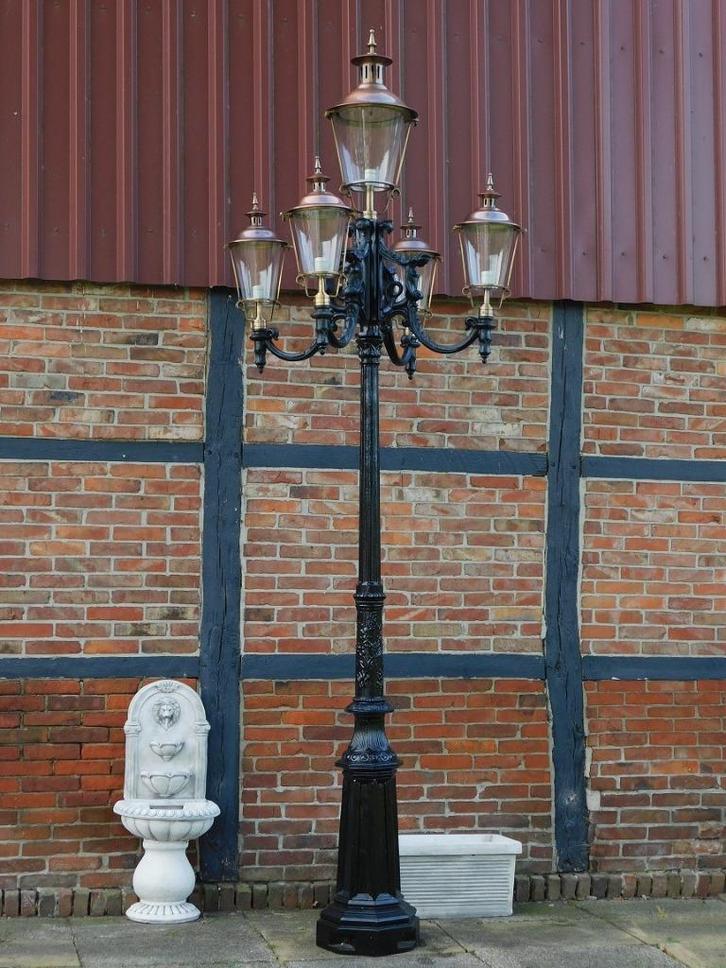 Eenmalig: Lantaarnpaal XXL - 380 cm - Zwart met Koper, Tuin en Terras, Overige Tuin en Terras, Nieuw, Ophalen of Verzenden