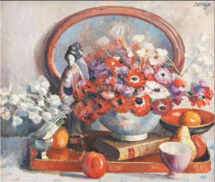 Léon Detroy (1857-1955): Stilleven (104 x 92 cm), Antiek en Kunst, Kunst | Schilderijen | Klassiek, Ophalen