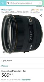 Sigma 50mm f1.4 Nikon, TV, Hi-fi & Vidéo, Comme neuf, Enlèvement, Lentille standard
