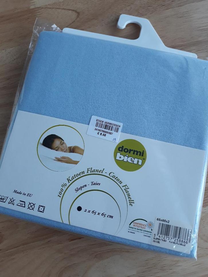 2 x Flanel kussensloop, Huis en Inrichting, Slaapkamer | Beddengoed, Nieuw, Blauw, Ophalen of Verzenden