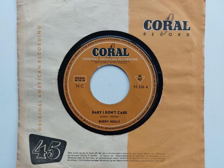 Buddy Holly - Baby I Don't Care / Valley Of Tears (1963), Cd's en Dvd's, Vinyl Singles, Rock en Metal, Ophalen of Verzenden
