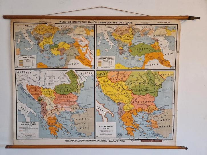 Oude schoolkaart Balkan en Ottomaanse rijk, Antiek en Kunst, Antiek | Schoolplaten, Ophalen