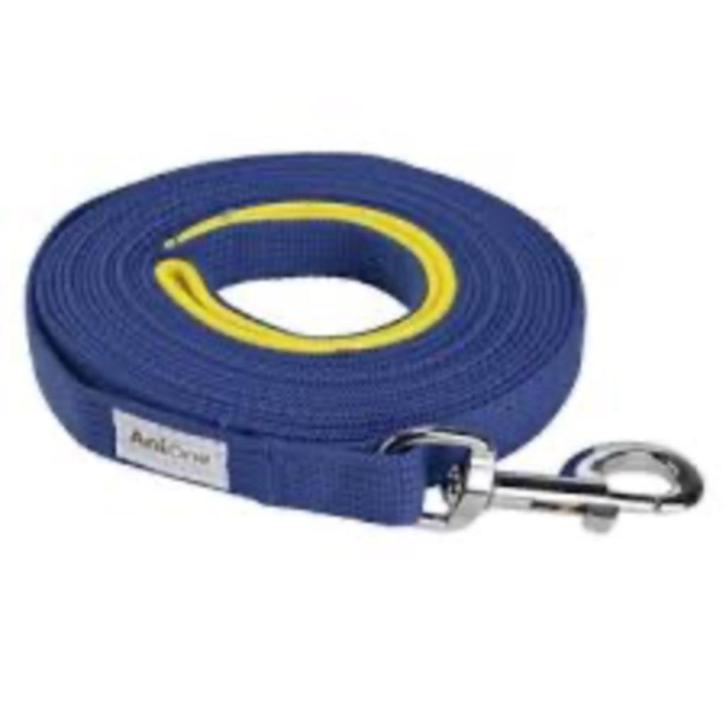 AniOne Sleeplijn hond, plat, met lus blauw 15 m, Animaux & Accessoires, Accessoires pour chiens, Comme neuf, Enlèvement