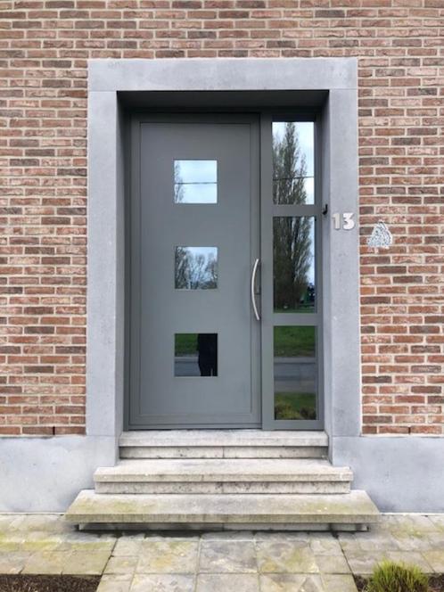 Voordeur antraciet, Doe-het-zelf en Bouw, Deuren en Vliegenramen, Gebruikt, Buitendeur, 200 tot 215 cm, 120 cm of meer, Glas, Metaal