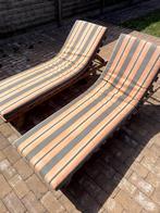 2 ligzetels met kussen, Tuin en Terras, Ligbedden, Ophalen, Gebruikt, Hout