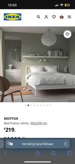 IKEA bed Nesttun 160x200  met lattenbodem, 160 cm, Crème, Modern, Metaal