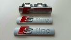 Set van 3x Audi SLine spatbord+grill logos>chroom/mat zilver, Auto-onderdelen, Ophalen of Verzenden, Nieuw, Audi