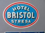 Hotel Bristol Stresa label 1950,s Lagio Maggiore Lac Majeur, Verzenden, Buitenland, Zo goed als nieuw, 1940 tot 1960