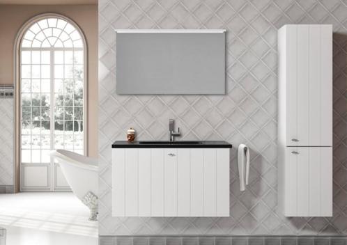 Hangende Onderkast Square - 120 cm in Eik Bianco, Maison & Meubles, Salle de bain | Meubles de Salle de bain, Neuf, Lavabo ou Évier