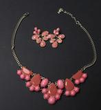 Roze ketting met oorbellen, Verzenden, Roze