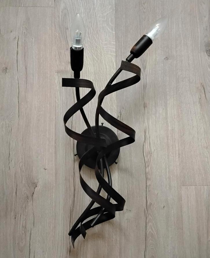 Wandlamp 2-lichts met led-lampen, Huis en Inrichting, Lampen | Wandlampen, Zo goed als nieuw, Metaal, Ophalen of Verzenden