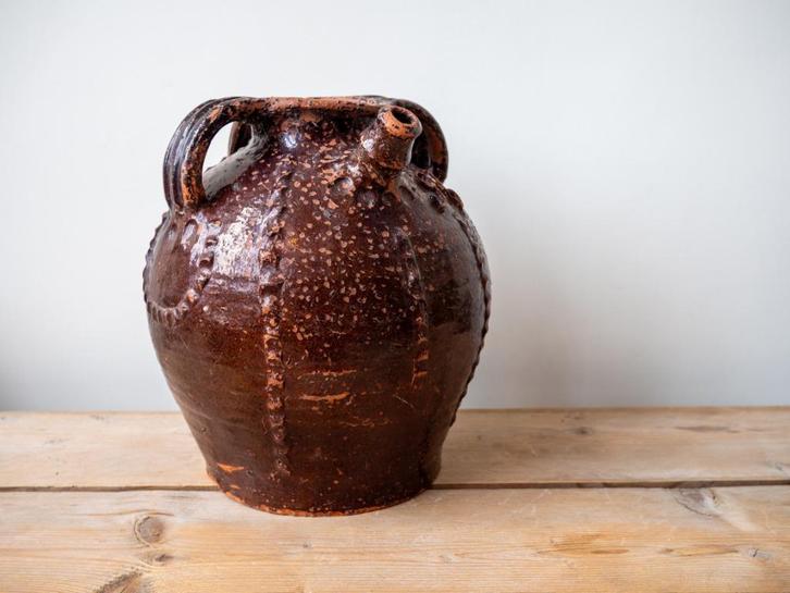 Grote antieke 18de-eeuwse Franse walnoot olie kruik, Antiek en Kunst, Antiek | Keramiek en Aardewerk, Ophalen of Verzenden