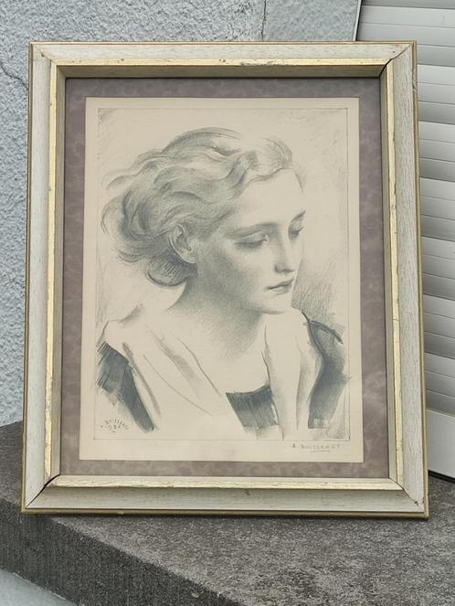 dessin signe louis buisseret, Antiek en Kunst, Kunst | Tekeningen en Fotografie, Ophalen of Verzenden