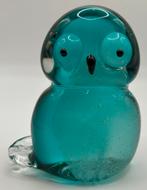 Mooi glazen uiltje appelblauw zeegroen stijl murano, Ophalen of Verzenden