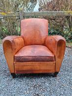 Clubfauteuil gerestaureerde vintage lederen industriële lof, Huis en Inrichting, Fauteuils, Leer