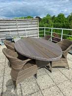 Ovale tafel met 4 stoelen in Rotan, Ophalen, Gebruikt