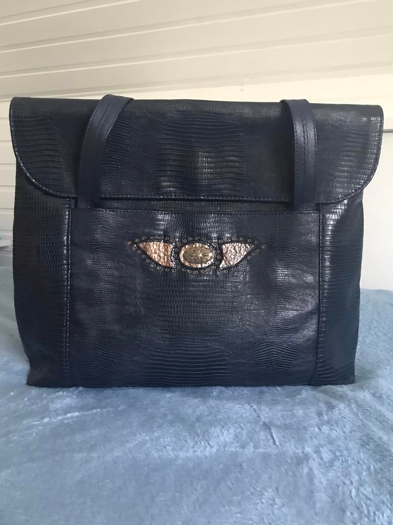 Sac à bandoulières bleu marine L40xH34, Zo goed als nieuw, Blauw