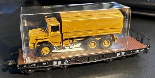 3263. Platte wagen beladen met een H0 Märklin-truck., Hobby en Vrije tijd, Modeltreinen | H0, Nieuw, Wagon, Märklin, Ophalen of Verzenden