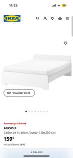 Cadre de lit ASKVOLL IKEA 140x200cm, Maison & Meubles, Comme neuf, Blanc