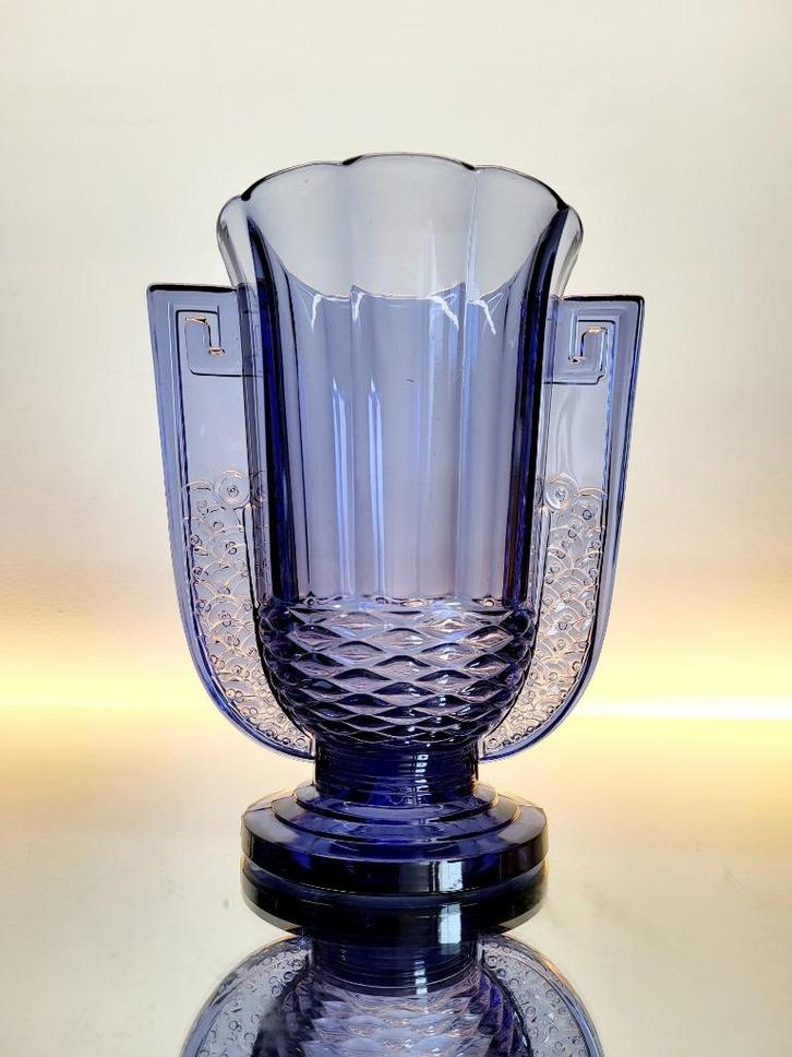 Vase Art déco Val Saint Lambert, modèle Luxval série Romeo,, Antiquités & Art, Antiquités | Verre & Cristal, Enlèvement ou Envoi