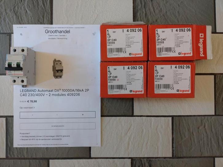 Legrand - Zekeringen 2polig (Dx³ - C40), Doe-het-zelf en Bouw, Elektriciteit en Kabels, Nieuw, Overige typen, Ophalen of Verzenden