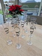 Champagneglazen met zwarte krul, 11 stuks, Ophalen, Zo goed als nieuw, Overige typen