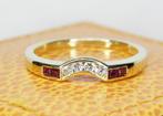 18KT gouden ring met diamanten en Robijnen, 18 tot 19, Ophalen of Verzenden, Zo goed als nieuw, Met edelsteen