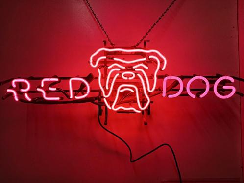 Enseigne au néon Red Dog Bear, publicité pour bière, Mancave, Collections, Marques & Objets publicitaires, Utilisé, Enlèvement