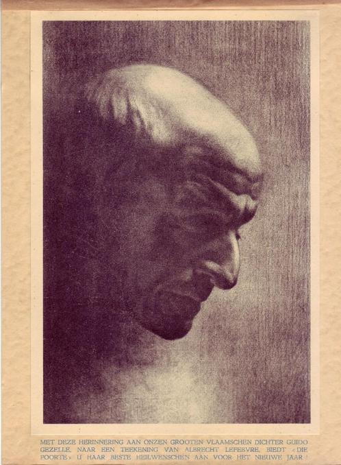 PORTRET Dichter GEZELLE Reproductie Albrecht Lefebvre 1937, Antiek en Kunst, Kunst | Schilderijen | Klassiek, Ophalen of Verzenden