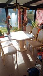 8 hoekige tafel met 6 stoelen, jaren 80, Enlèvement