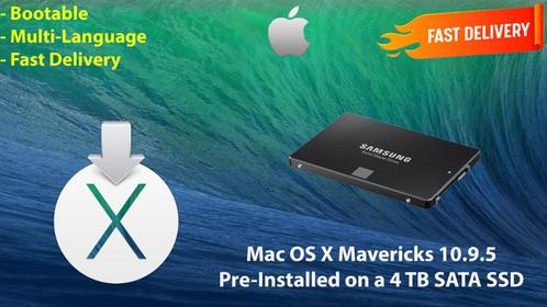 Mac OS X Mavericks 10.9.5 VoorGeïnstalleerd op SSD van 4 TB, Computers en Software, Besturingssoftware, Nieuw, MacOS, Verzenden