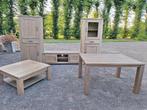 Massief eiken set kasten, dressoir, eettafel en salontafel, Huis en Inrichting, Ophalen of Verzenden, Zo goed als nieuw, Minder dan 4 stoelen