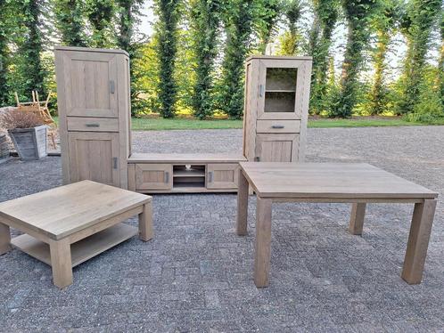 Massief eiken set kasten, dressoir, eettafel en salontafel, Huis en Inrichting, Complete eetkamers, Zo goed als nieuw, Minder dan 4 stoelen