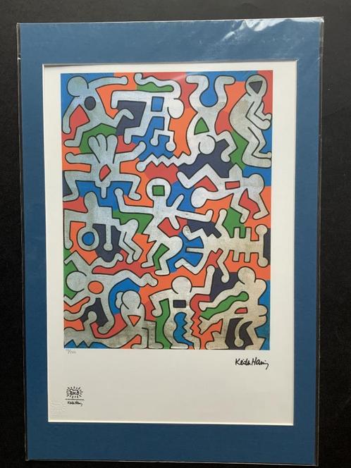 Litho Keith Haring met kartonnen kader (genummerd), Antiek en Kunst, Kunst | Litho's en Zeefdrukken, Ophalen of Verzenden