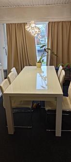 Eettafel met 6 stoelen, Huis en Inrichting, Tafels | Eettafels, Ophalen, Gebruikt, 100 tot 150 cm, Vijf personen of meer