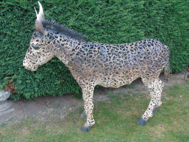 âne en fer forgé couleurs taille naturel, Jardin & Terrasse, Statues de jardin, Neuf, Animal, Métal, Enlèvement ou Envoi