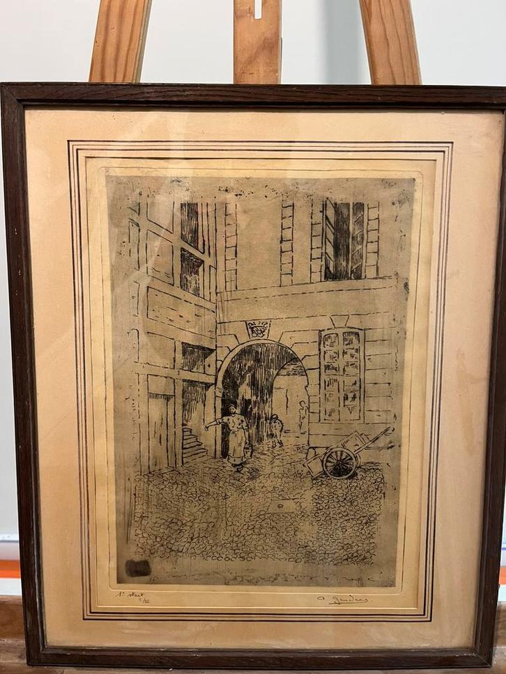 Ets Albert Geudens, Antiek en Kunst, Kunst | Etsen en Gravures, Ophalen of Verzenden